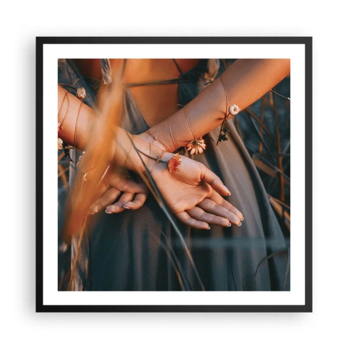 Póster en marco negro - Conectada con la naturaleza - 60x60 cm