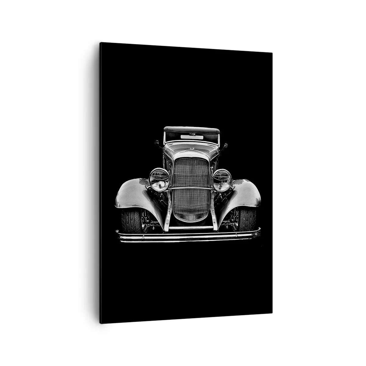 Cuadro sobre lienzo - Impresión de Imagen - Un coche clásico en blanco y negro. - 70x100cm - Un verdadero caballero - Decoración de pared moderna para salón y dormitorio ARTTOR