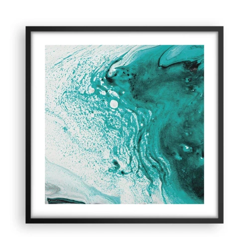Póster en marco negro - Disolución en blanco y turquesa - 50x50 cm
