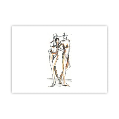Póster - Boceto artístico de dos siluetas sobre un fondo blanco. - 100x70cm - Un estudio sobre el encanto - Decoración de pared moderna para salón y dormitorio ARTTOR