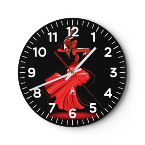 Reloj de pared - Reloj de vidrio - El espíritu ardiente del flamenco - 40x40 cm