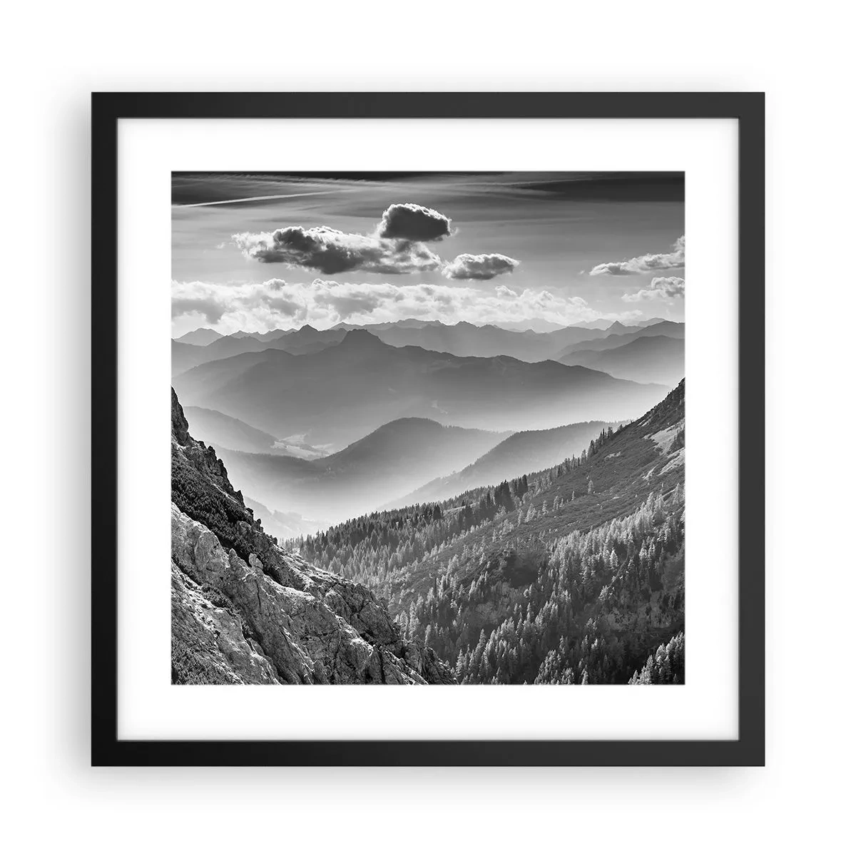 Póster en marco negro - Hasta el horizonte - 40x40 cm