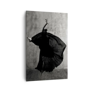 Cuadro sobre lienzo - Impresión de Imagen - Silueta en blanco y negro de una bailarina en movimiento contra un fondo de pared. - 80x120cm - Cargada de pasión - Decoración de pared moderna para salón y dormitorio ARTTOR