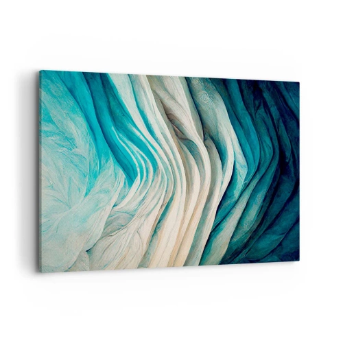 Cuadro sobre lienzo - Impresión de Imagen - Ondas dinámicas en tonos azules y blancos. - 120x80cm - Azul insaciable - Decoración de pared moderna para salón y dormitorio ARTTOR