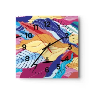 Reloj de pared - Reloj de vidrio - Desorden colorido - 40x40 cm