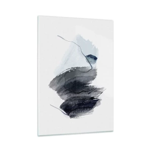 Cuadro sobre vidrio - Impresiones sobre Vidrio - Una composición abstracta en tonos azul marino y gris. - 50x70cm - Intensidad y movimiento - Decoración de pared moderna para salón y dormitorio ARTTOR