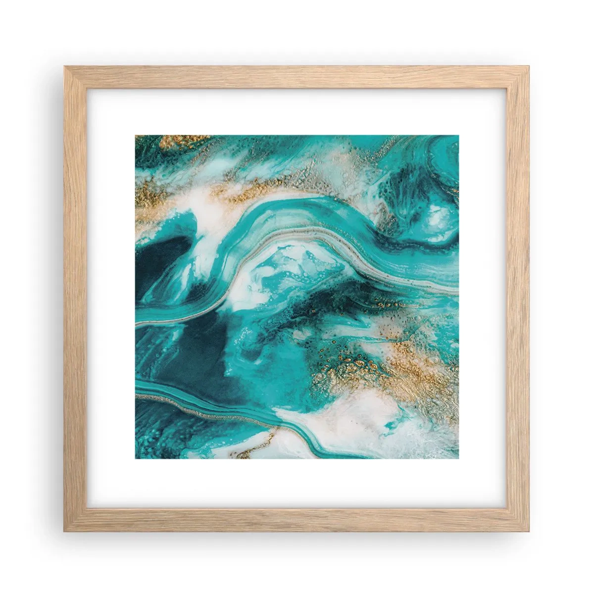 Póster en marco roble claro - Río de oro - 30x30 cm