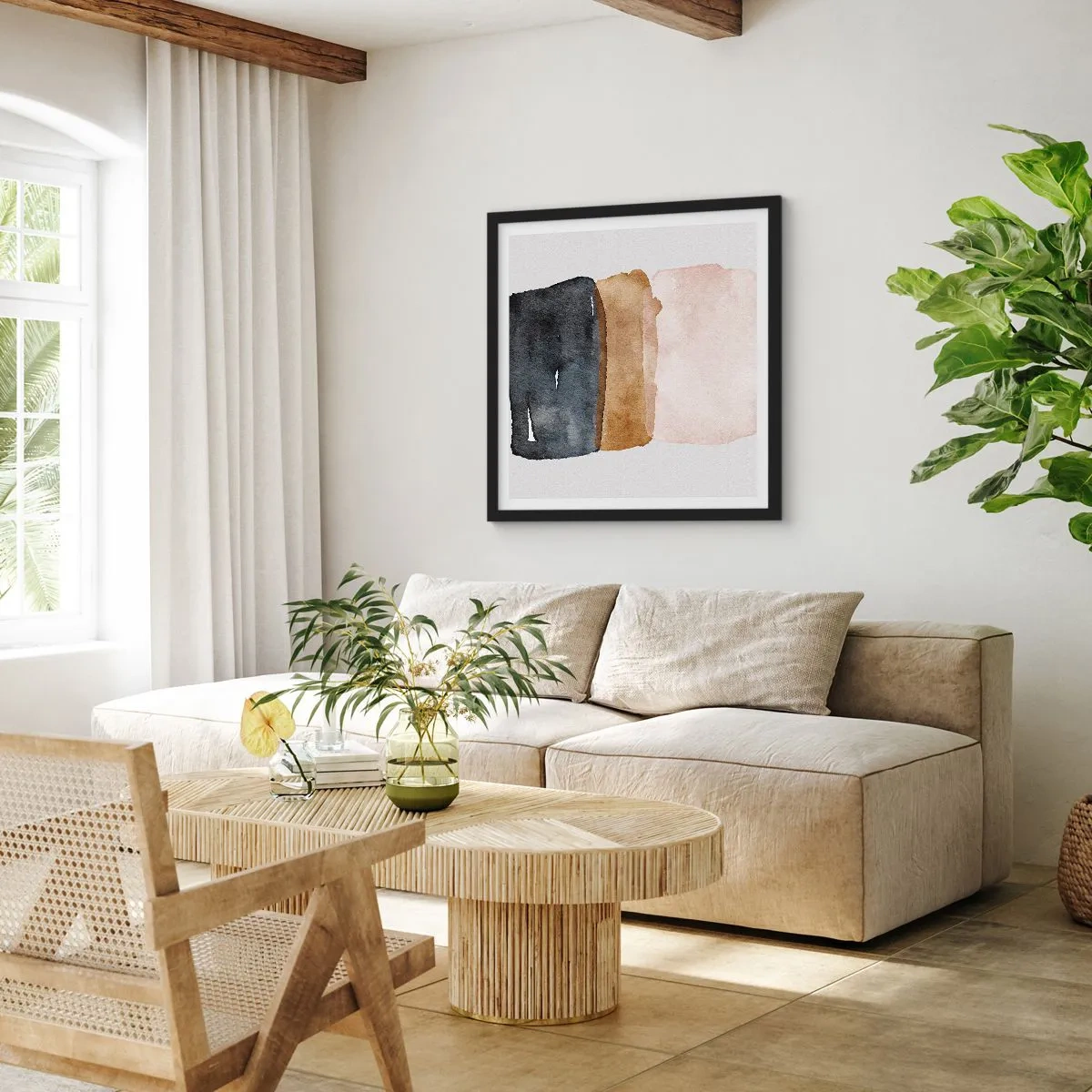 Póster en marco negro - Una composición de colores tierra - 50x50 cm