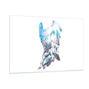 Cuadro sobre vidrio - Impresiones sobre Vidrio - Alas de ángel en tonos azules y grises. - 120x80cm - Necesito alas - Decoración de pared moderna para salón y dormitorio ARTTOR