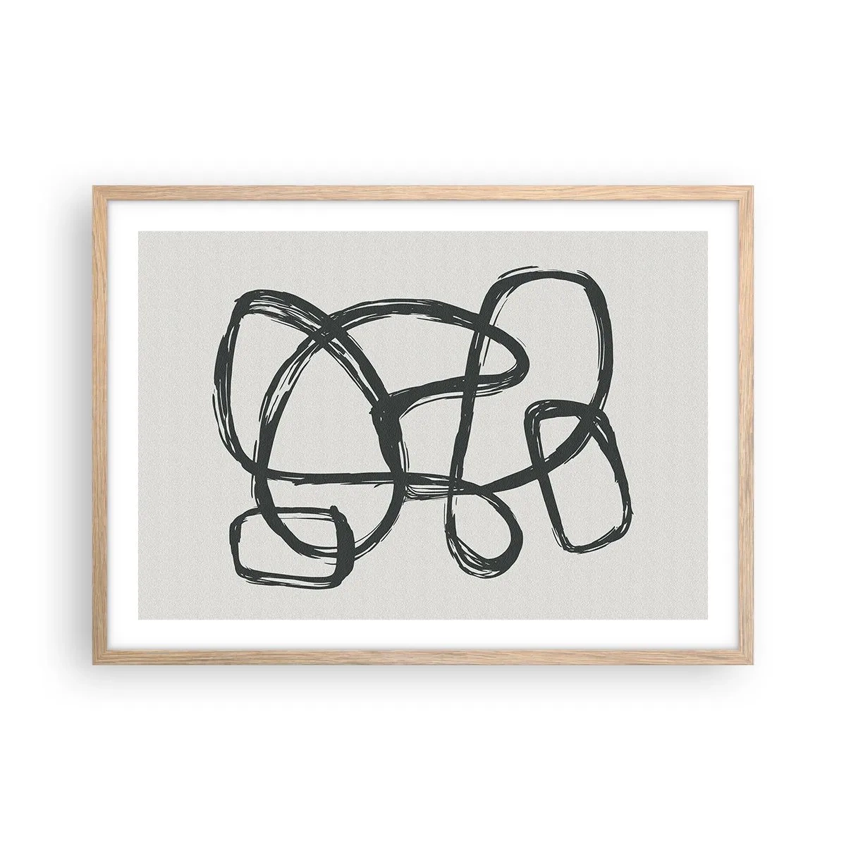 Póster en marco roble claro - Abstracción en bucle - 70x50 cm