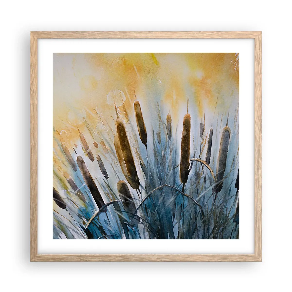 Póster en marco roble claro - El frío del agua, el calor del sol - 50x50 cm