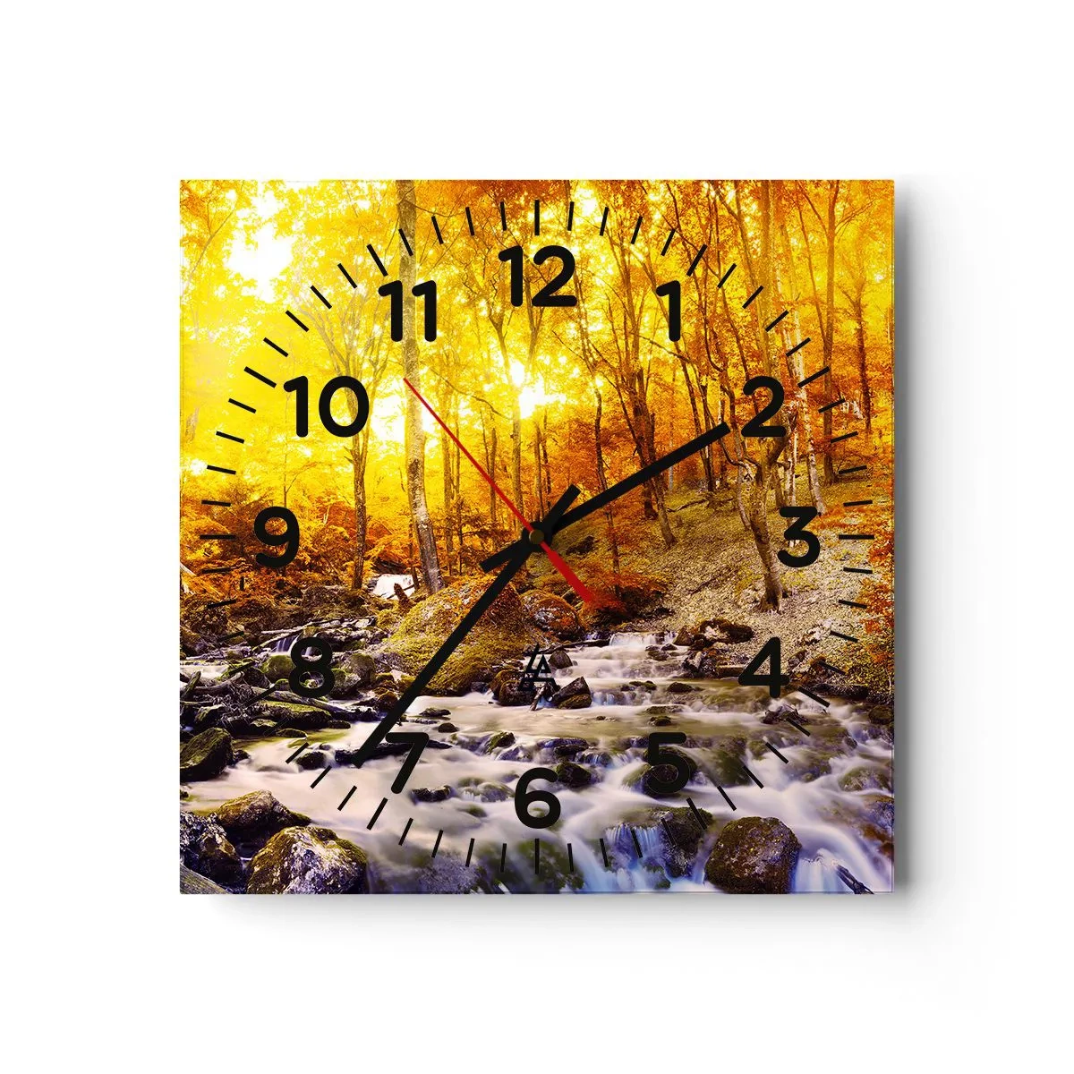 Reloj de pared - Reloj de vidrio - Piedras bañadas en oro y platino - 30x30 cm