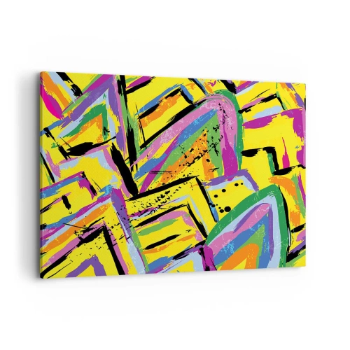 Cuadro sobre lienzo - Impresión de Imagen - Abstracción vívida en colores brillantes y formas dinámicas. - 120x80cm - Grita de alegría - Decoración de pared moderna para salón y dormitorio ARTTOR