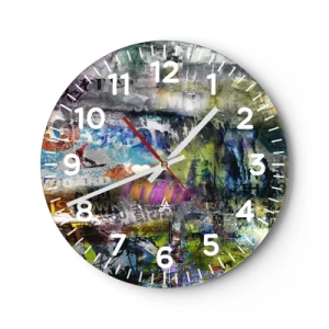 Reloj de pared - Reloj de vidrio - Un collage de recuerdos - 40x40 cm
