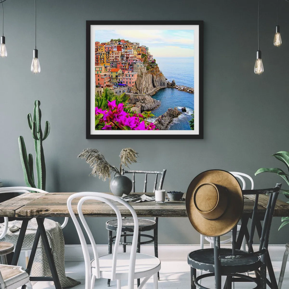 Póster en marco negro - La ciudad de la risa - 30x30 cm
