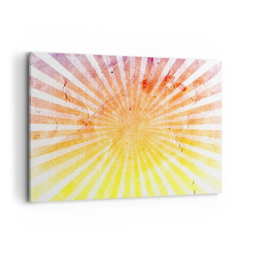 Cuadro sobre lienzo - Impresión de Imagen - Rayos de sol en tonos naranja y amarillo. - 100x70cm - Renacer del sol - Decoración de pared moderna para salón y dormitorio ARTTOR