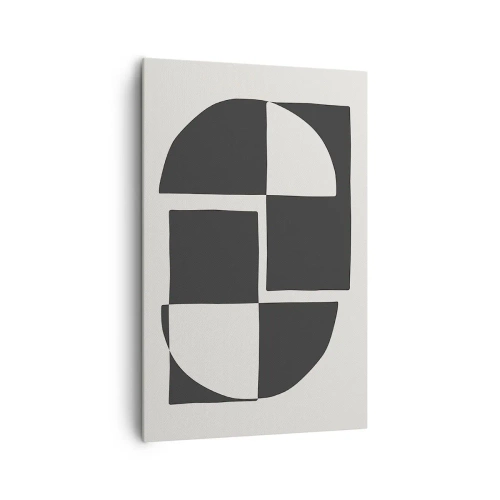 Cuadro sobre lienzo - Impresión de Imagen - Formas geométricas abstractas en blanco y negro - 80x120cm - Antítesis - síntesis - Decoración de pared moderna para salón y dormitorio ARTTOR