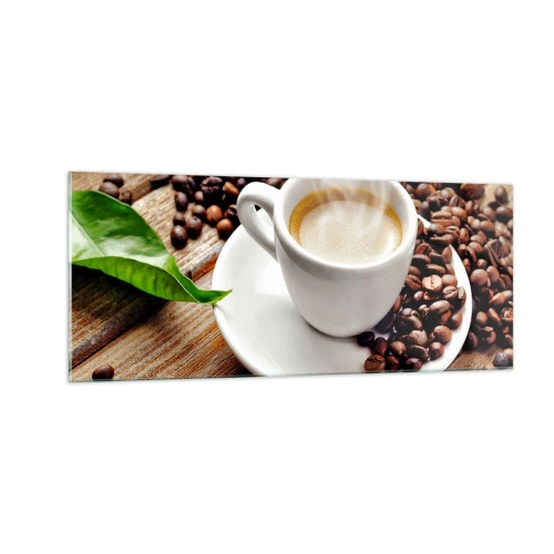 Cuadro sobre vidrio - Impresiones sobre Vidrio - Café en el banco - 100x40 cm