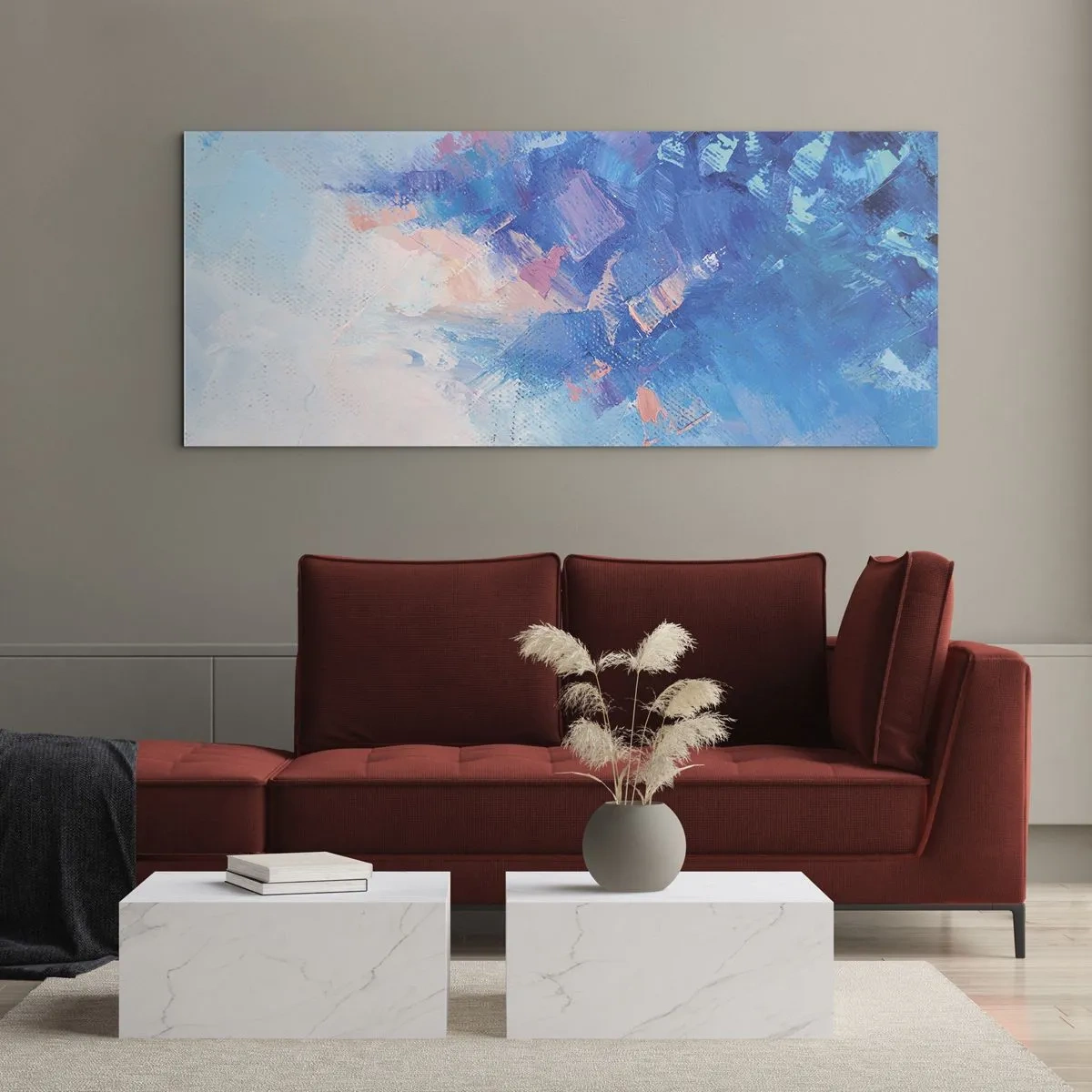 Cuadro sobre vidrio - Impresiones sobre Vidrio - Abstracción invernal - 100x40 cm