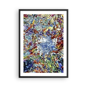Póster en marco negro - Flujo abstracto de colores y estructuras. - 50x70cm - Vidriera - Decoración de pared moderna para salón y dormitorio ARTTOR