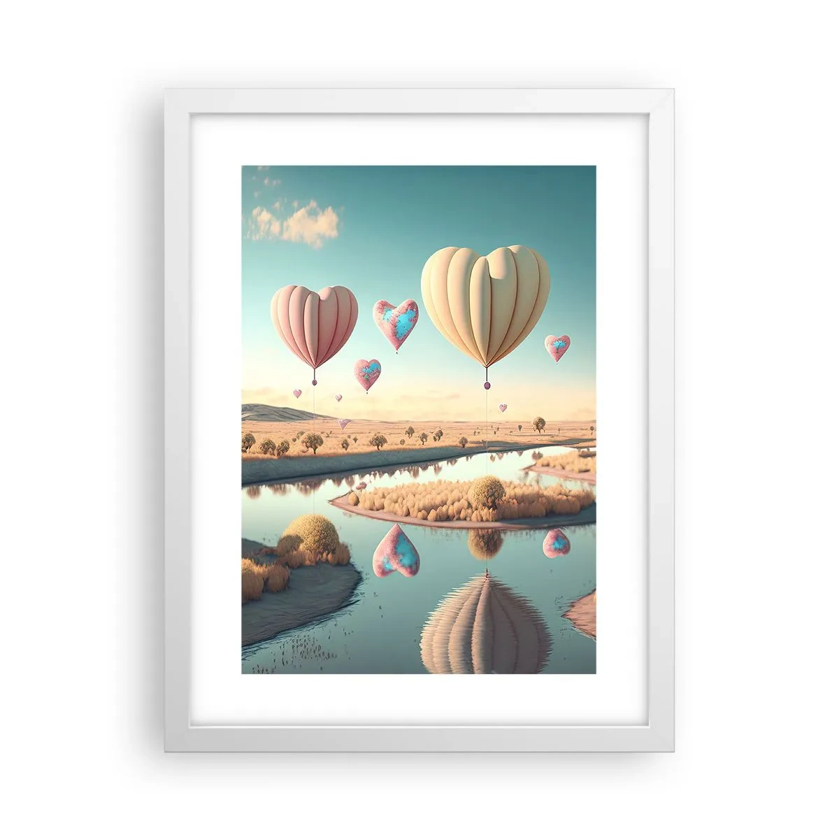 Póster en marco blanco - El amor te hace volar - 30x40 cm