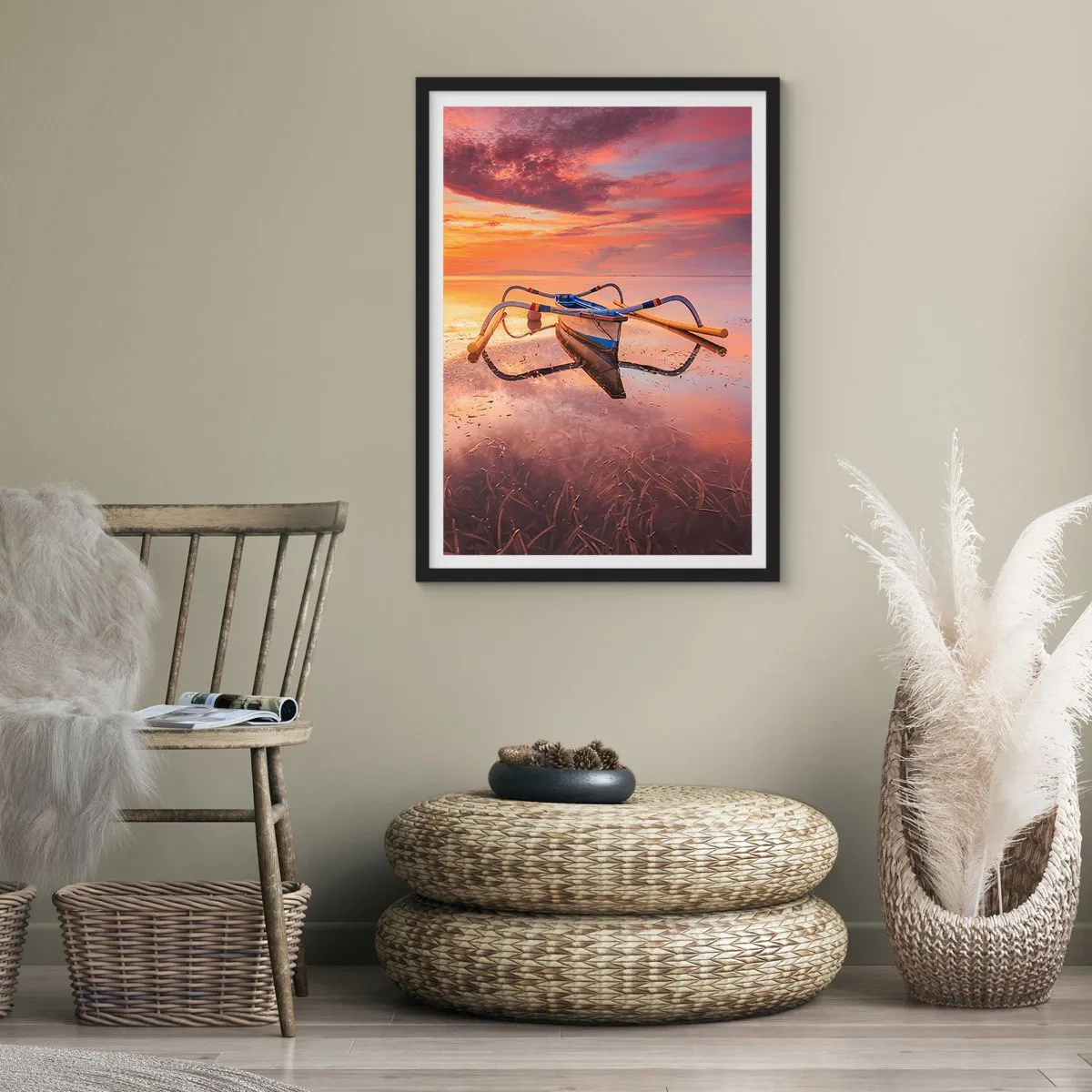 Póster en marco negro - Calma de una tarde tropical - 61x91 cm