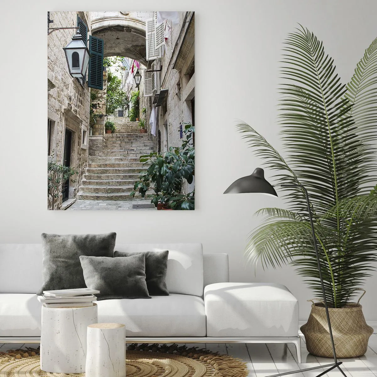 Cuadro sobre vidrio - Impresiones sobre Vidrio - Una encantadora callejuela - 70x100 cm