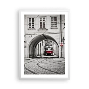 Póster en marco blanco - A través del laberinto urbano - 50x70 cm