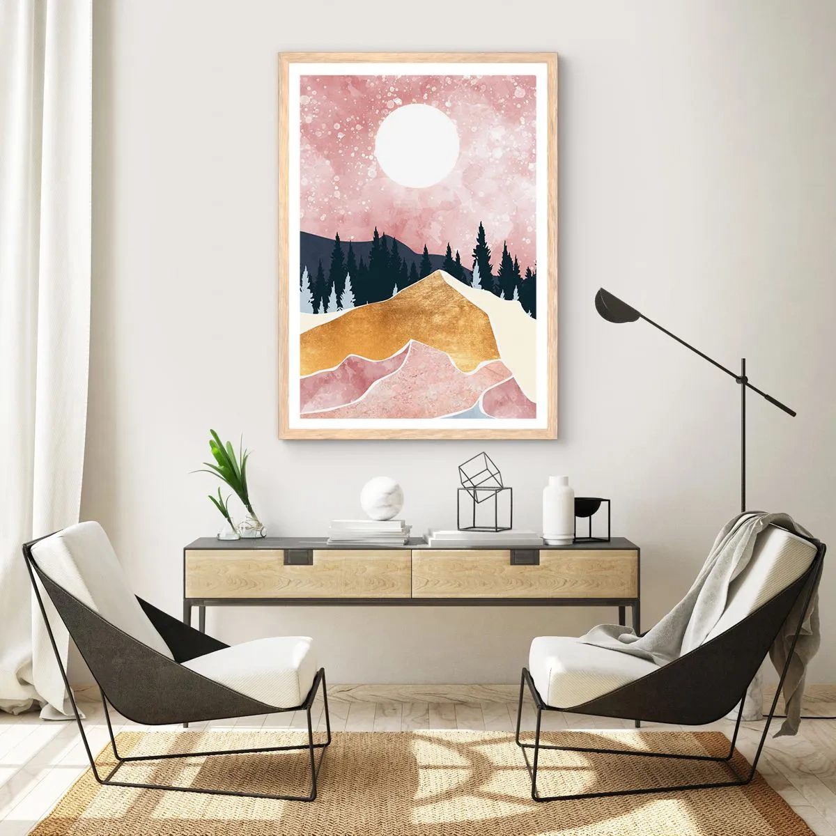 Póster en marco roble claro - Vigilancia nocturna - 70x100 cm