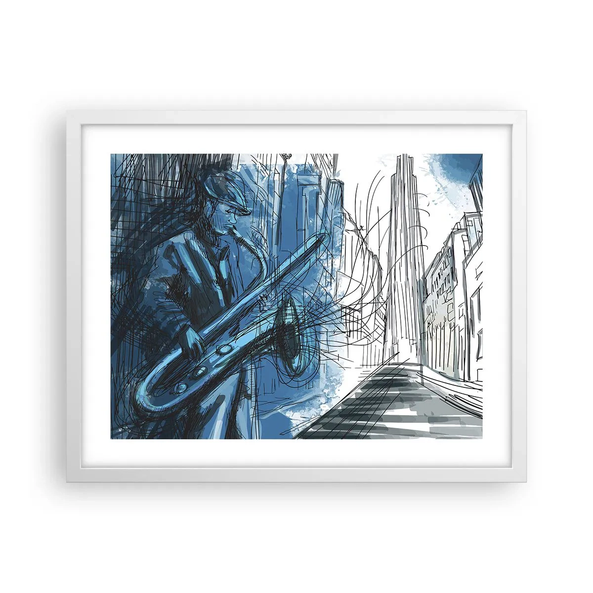 Póster en marco blanco - Rapsodia urbana - 50x40 cm