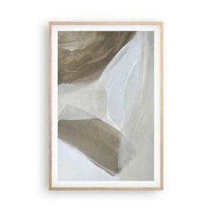 Póster en marco roble claro - Ola de blanco - 61x91 cm