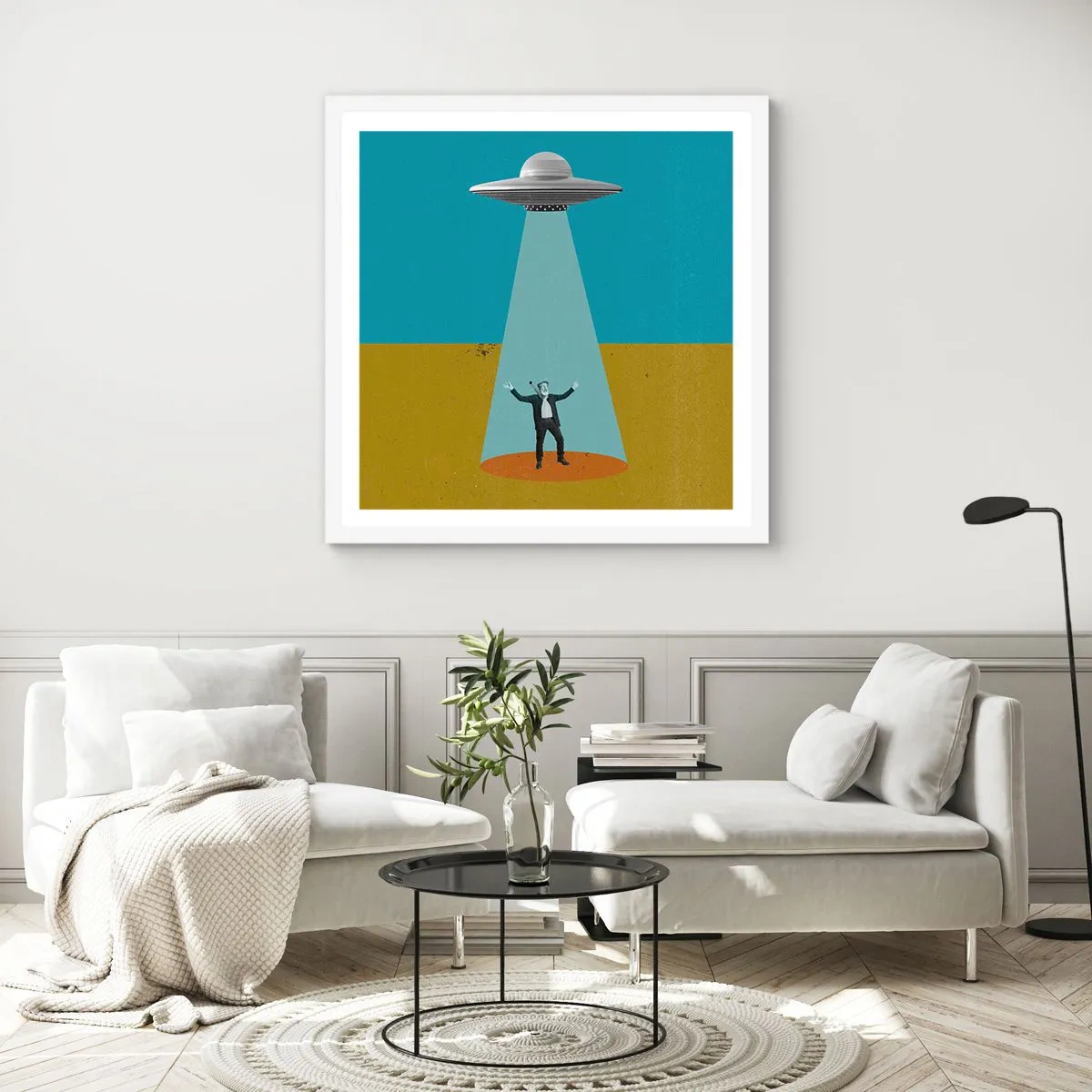 Póster en marco blanco - Un encuentro cercano - 50x50 cm