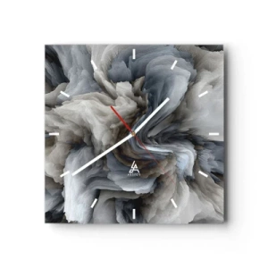 Reloj de pared - Reloj de vidrio - Piedra y flor - 40x40 cm