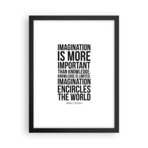 Póster en marco negro - Einstein, sobre el poder de la imaginación - 30x40 cm