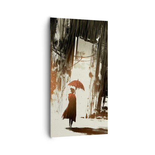 Cuadro sobre lienzo - Impresión de Imagen - Poesía de un paraguas rojo - 65x120 cm