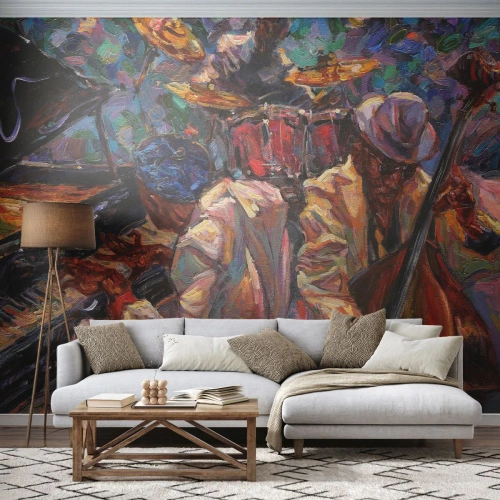 Fotomural Autadhesivo Deluxe Sticker - En un ritmo mágico - Música, Jazz, Contrabajo - 100x70 cm