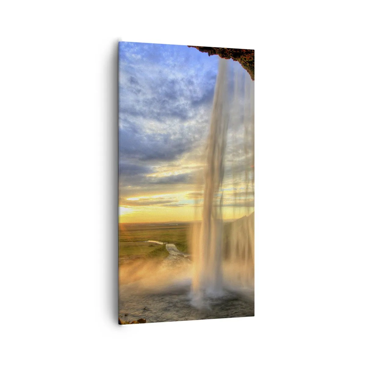 Cuadro sobre lienzo - Impresión de Imagen - El mundo tras el velo de las gotas - 65x120 cm