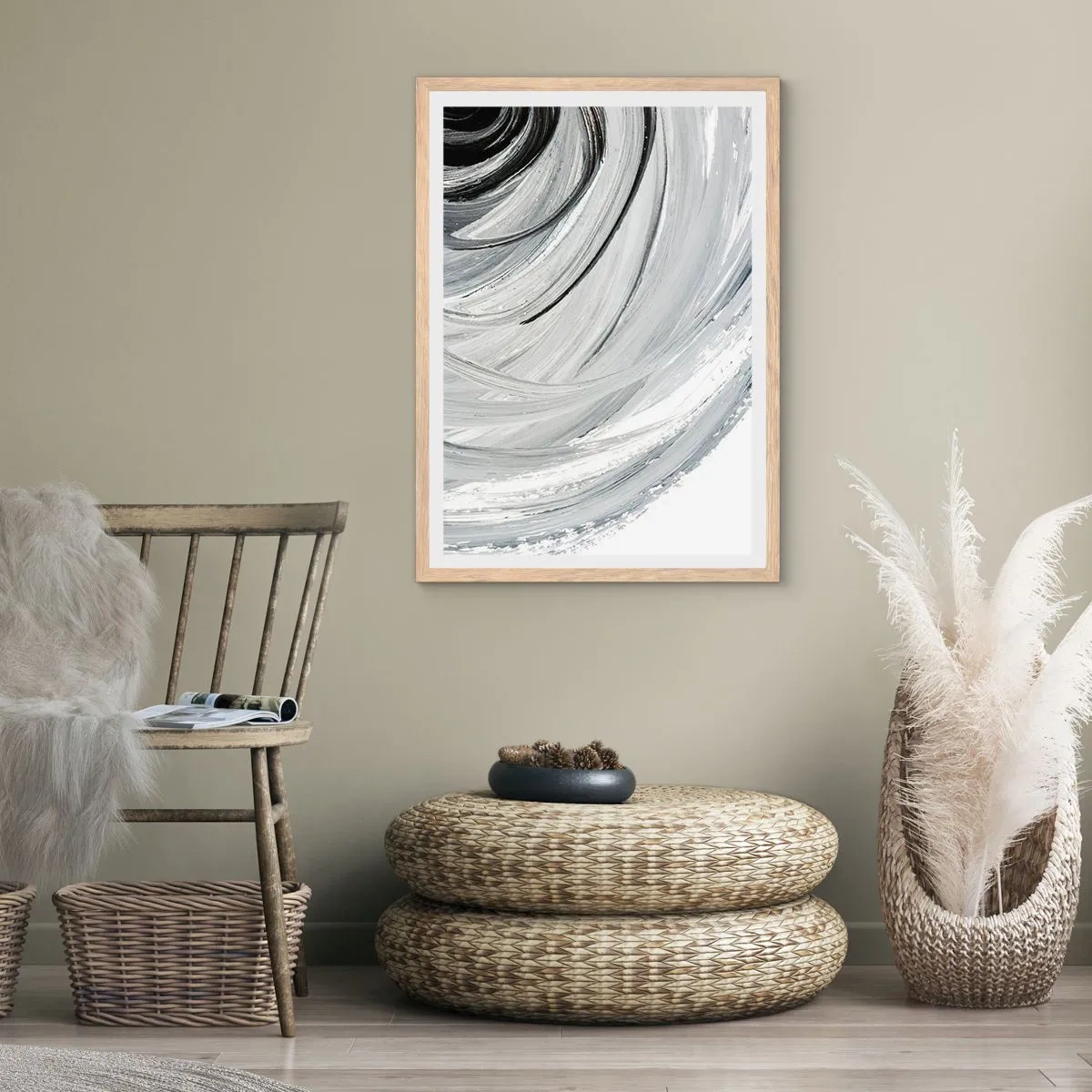 Póster en marco roble claro - Composición orbital - 61x91 cm