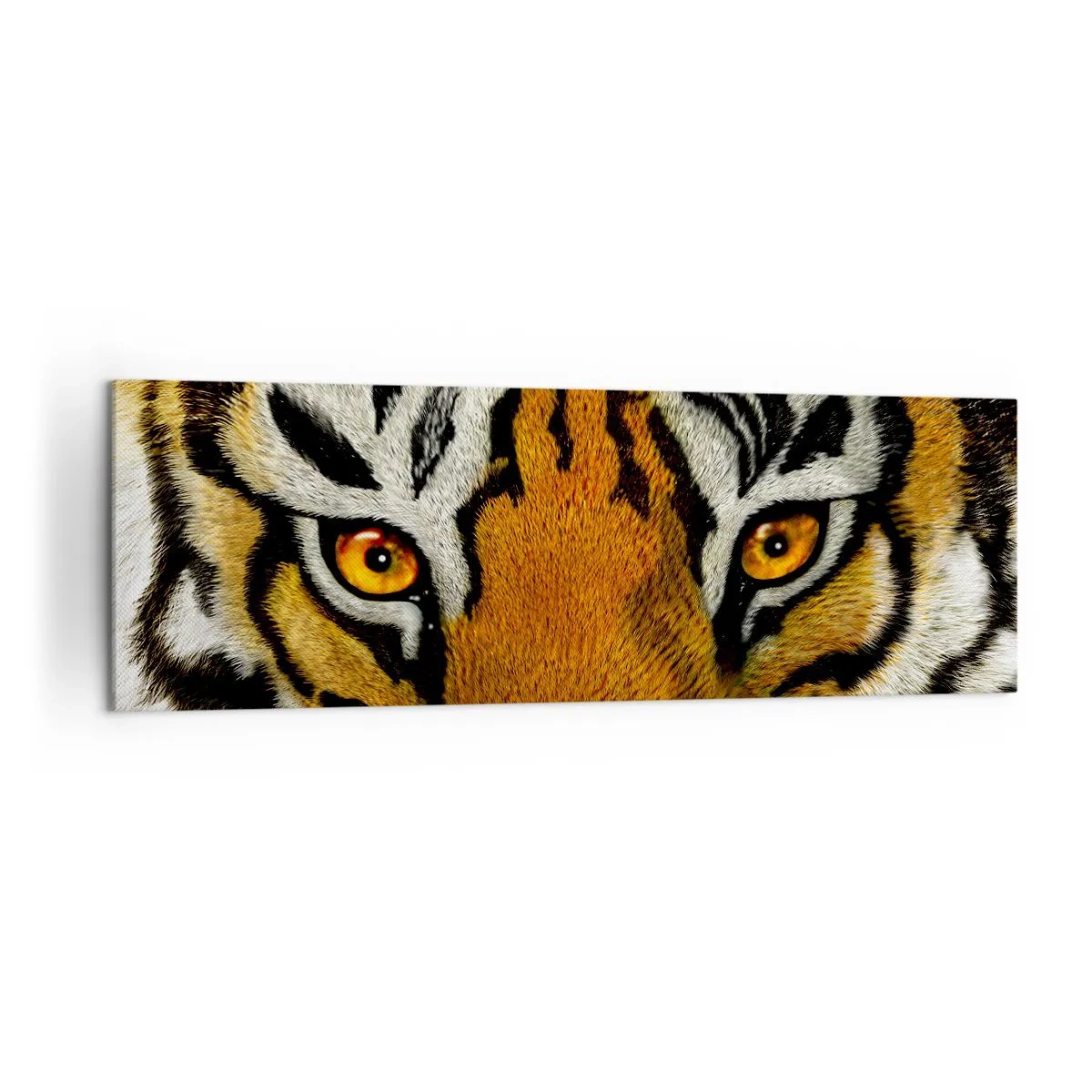 Cuadro sobre lienzo - Impresión de Imagen - Retrato en primer plano de un tigre con una mirada intensa. - 160x50cm - Amenazante y hermoso - Decoración de pared moderna para salón y dormitorio ARTTOR
