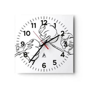 Reloj de pared - Reloj de vidrio - Plumón de algodón - 40x40 cm