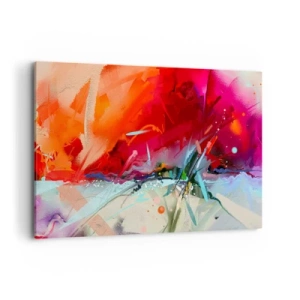 Cuadro sobre lienzo - Impresión de Imagen - Paisaje abstracto en colores intensos - 100x70cm - Una explosión de luces y colores - Decoración de pared moderna para salón y dormitorio ARTTOR