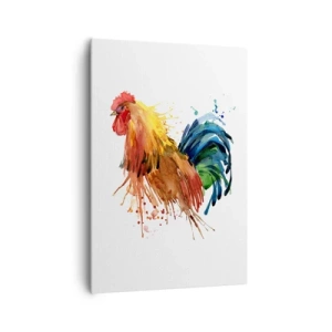 Cuadro sobre lienzo - Impresión de Imagen - Gallo colorido en estilo acuarela - 70x100cm - Un manto real, un orgullo real - Decoración de pared moderna para salón y dormitorio ARTTOR