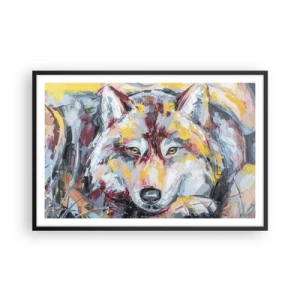 Póster en marco negro - Pinceladas de lobo - 91x61 cm