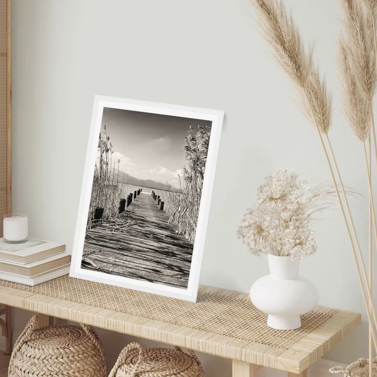 Póster en marco blanco - En la quietud de los juncos - 50x70 cm