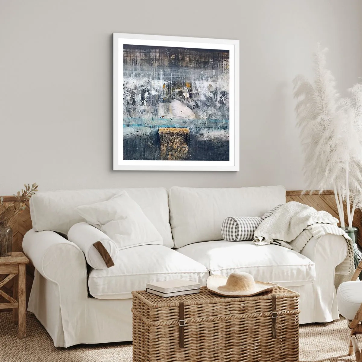 Póster en marco blanco - Hielo abstracto - 60x60 cm