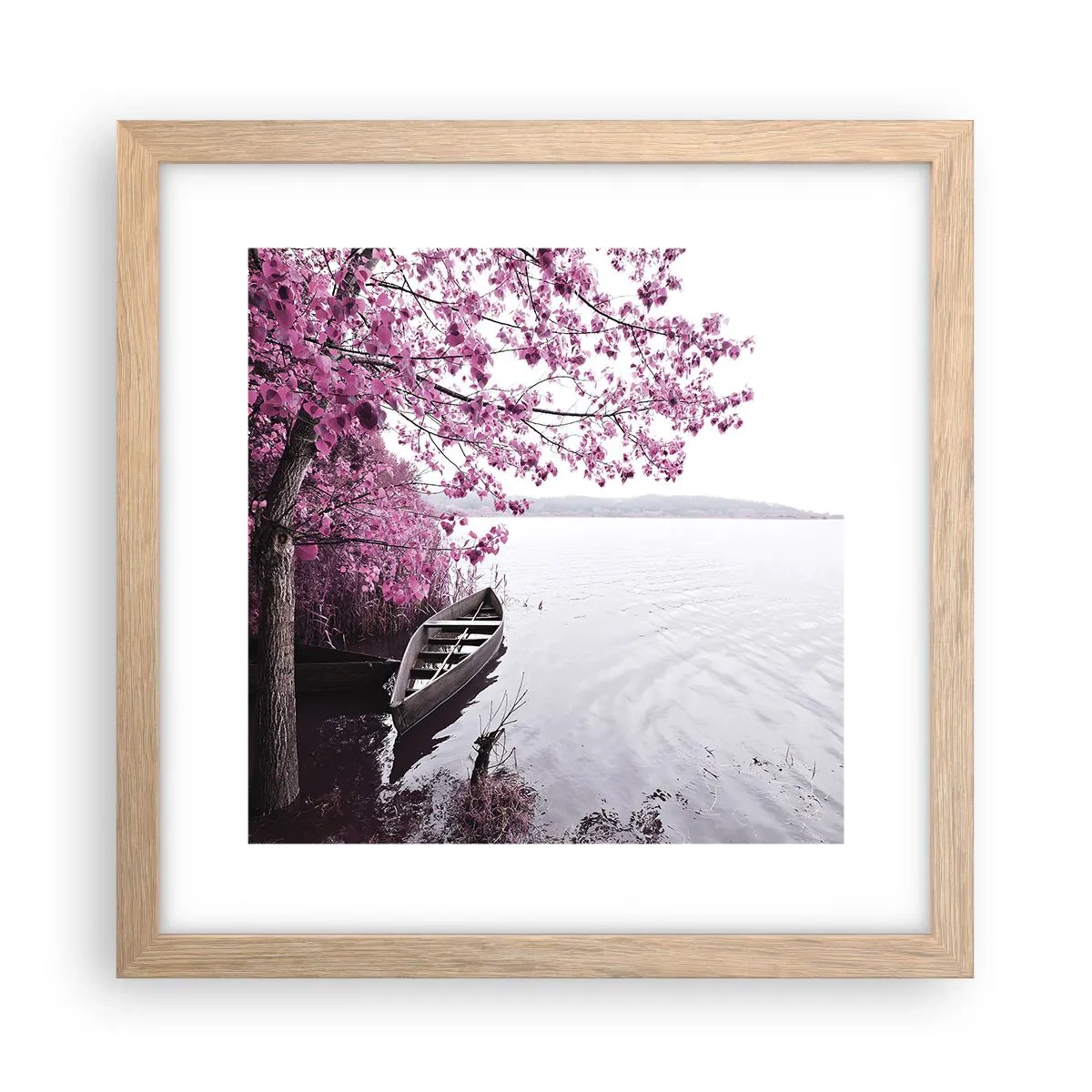 Póster en marco roble claro - En el silencio rosa - 30x30 cm