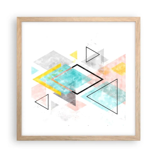 Póster en marco roble claro - Un juego geométrico - 40x40 cm