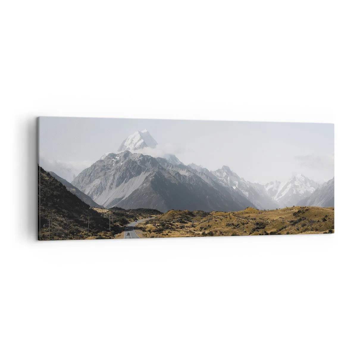 Cuadro sobre lienzo - Impresión de Imagen - Un camino en las montañas rodeado de un paisaje pintoresco. - 140x50cm - El camino al corazón de las montañas - Decoración de pared moderna para salón y dormitorio ARTTOR