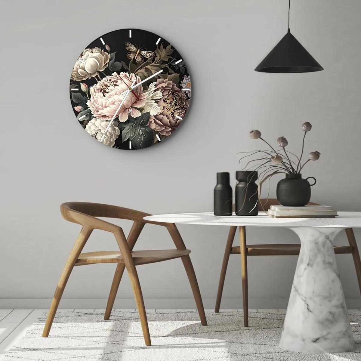 Reloj de pared - Reloj de vidrio - En estilo barroco - 40x40 cm