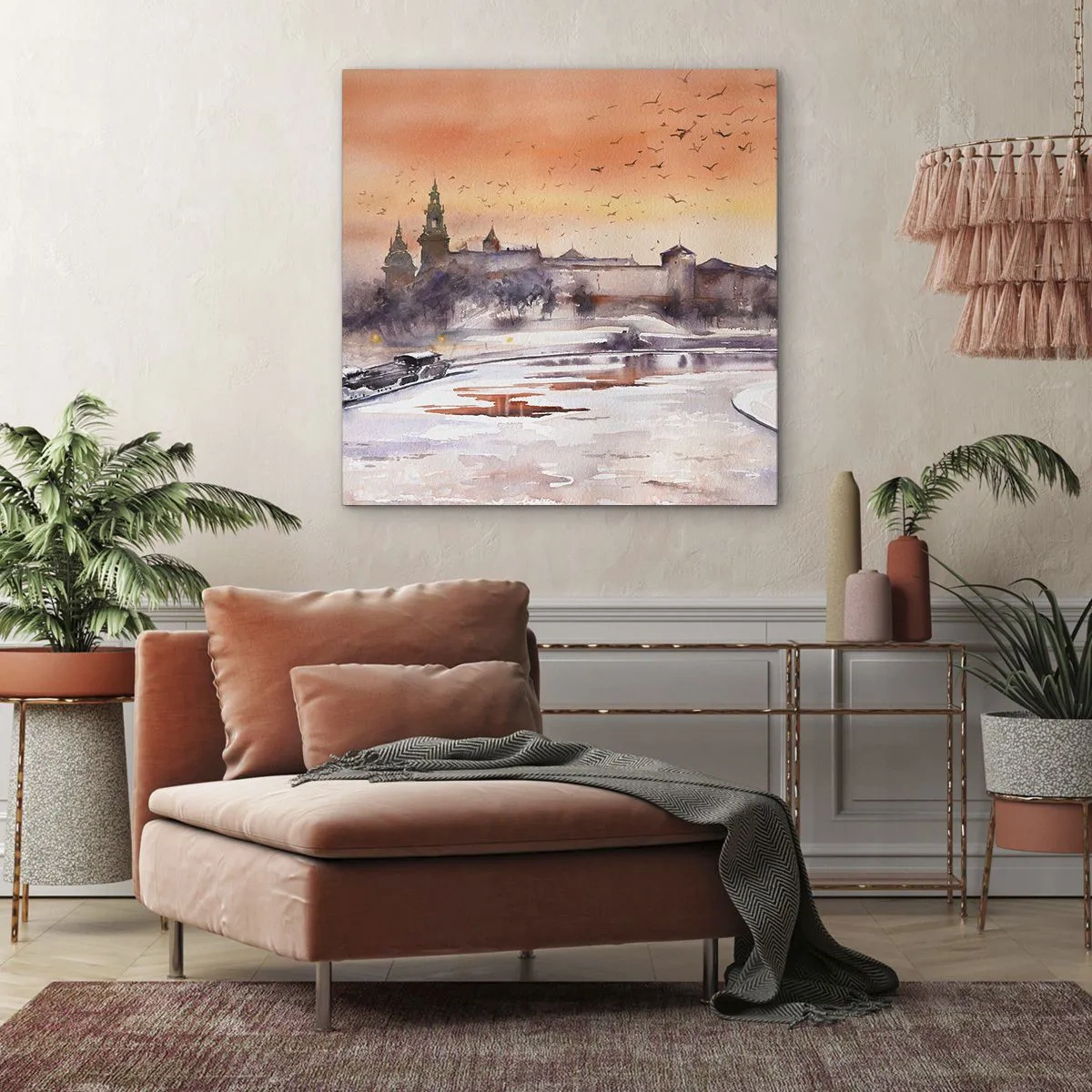 Cuadro sobre lienzo - Impresión de Imagen - Atardecer real - 40x40 cm